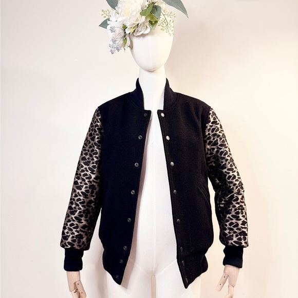 Black Wool Bomber Jacket by Aritzia - Picture 1 of 5